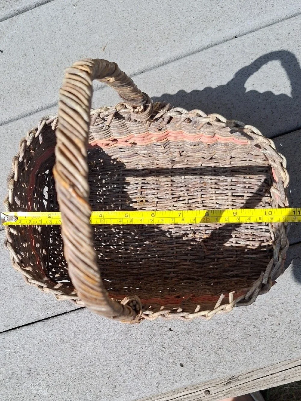 Woven Straw Basket with Pink Accent